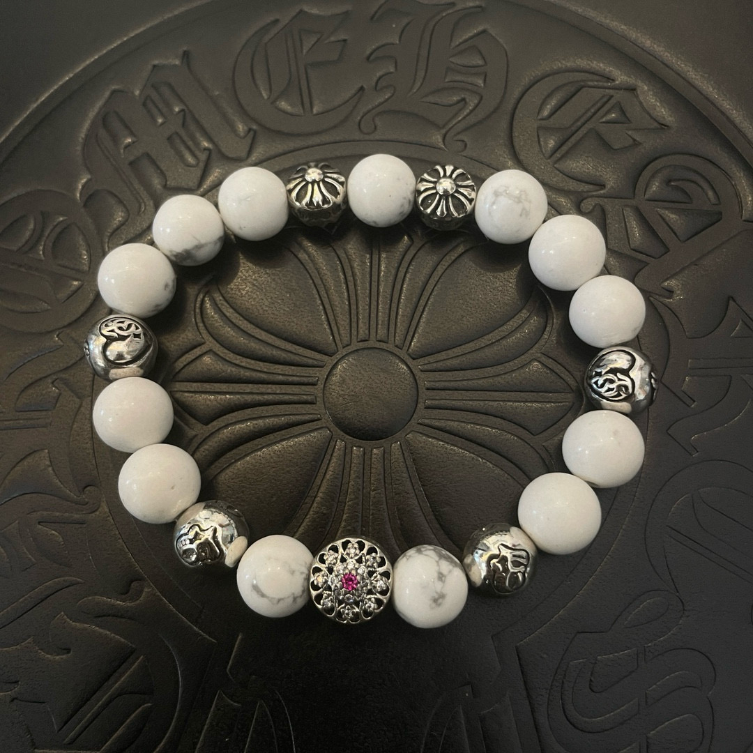 Chrome Hearts 925S Silver - Accented Howlite Bead Bracelet CH - SAHBB380