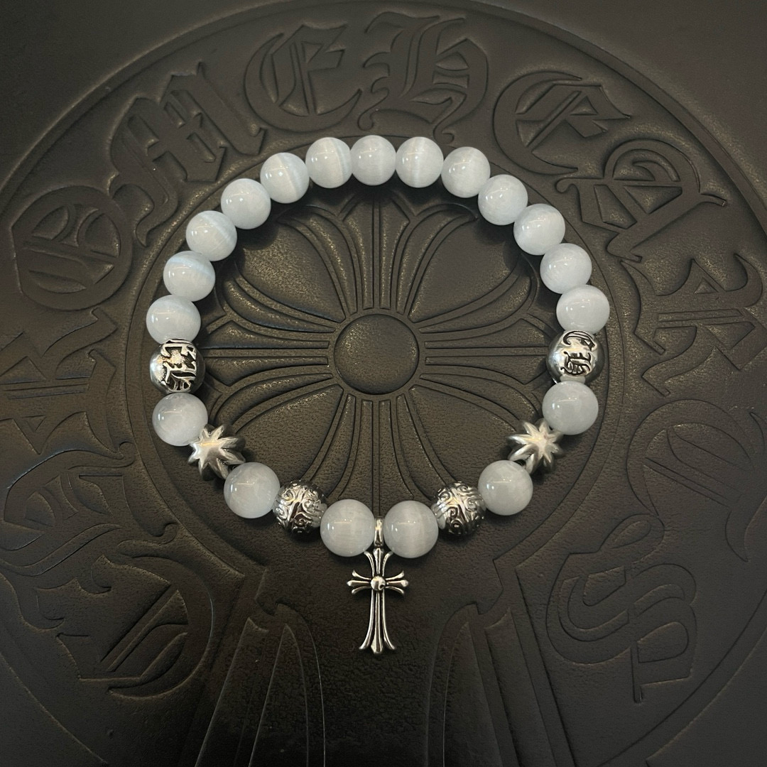 Chrome Hearts 925S Silver - Accented Moonstone Bead Bracelet CH - SAMBB376