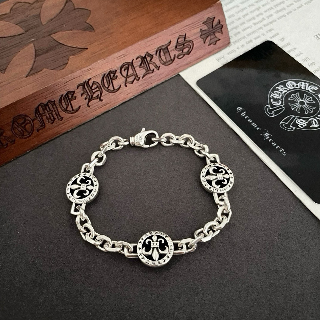 Chrome Hearts 925S Silver Medallion Link Bracelet CH - SMLB359