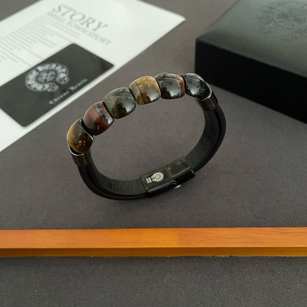 Chrome Hearts Gemstone & Leather Bracelet CH - GLB356