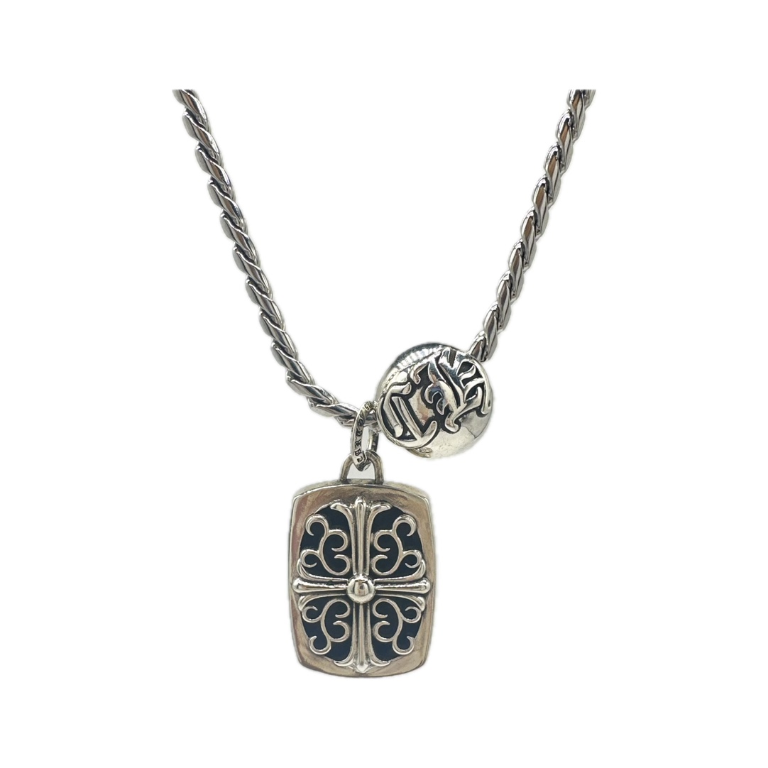 Chrome Hearts Engraved Medallion & Ornate Pendant Necklace - 925S Silver Chain CH - EMOPN218