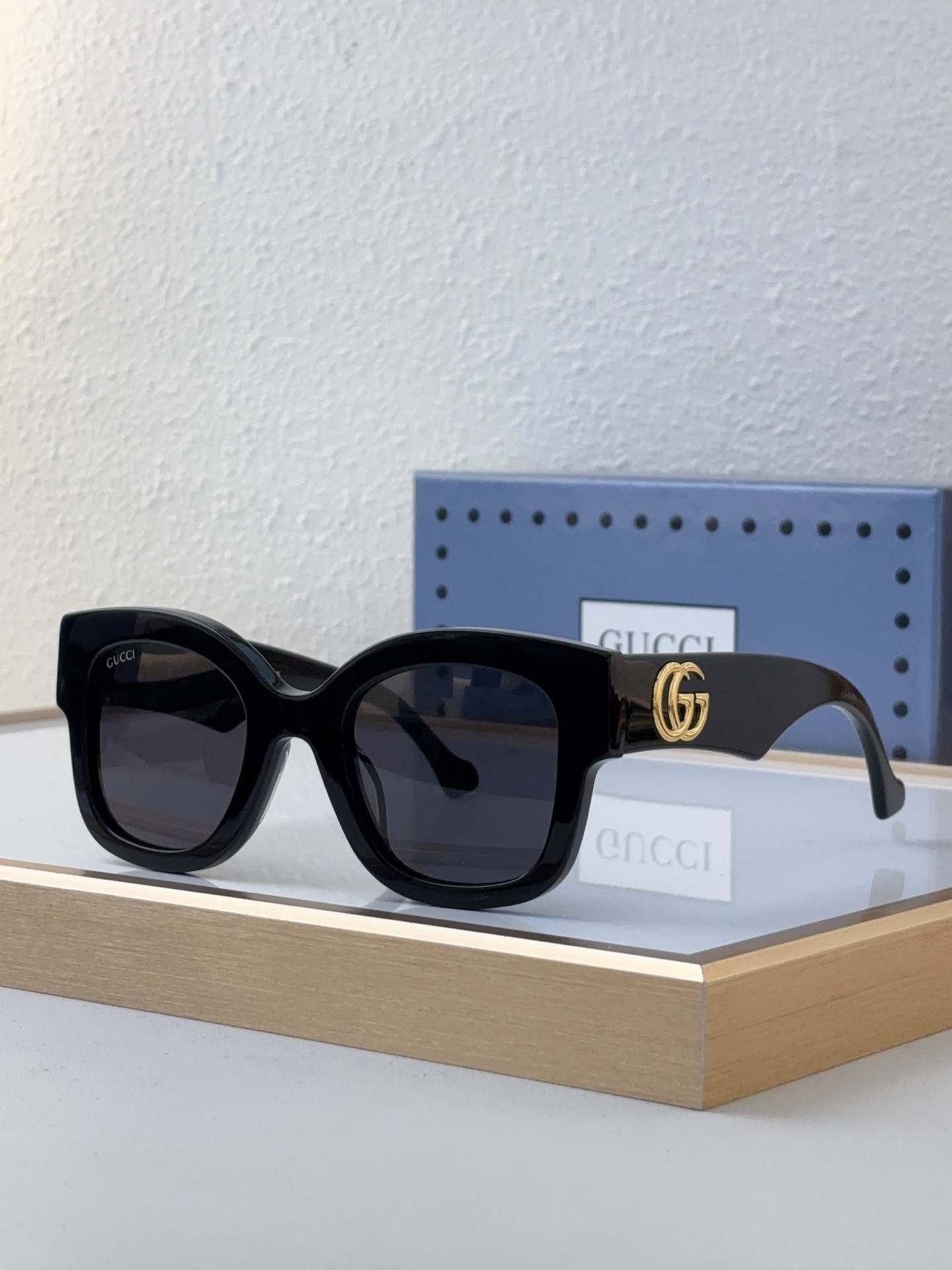 Gucci Square Acetate Sunglasses with Gold Double G Accents - GG1298S