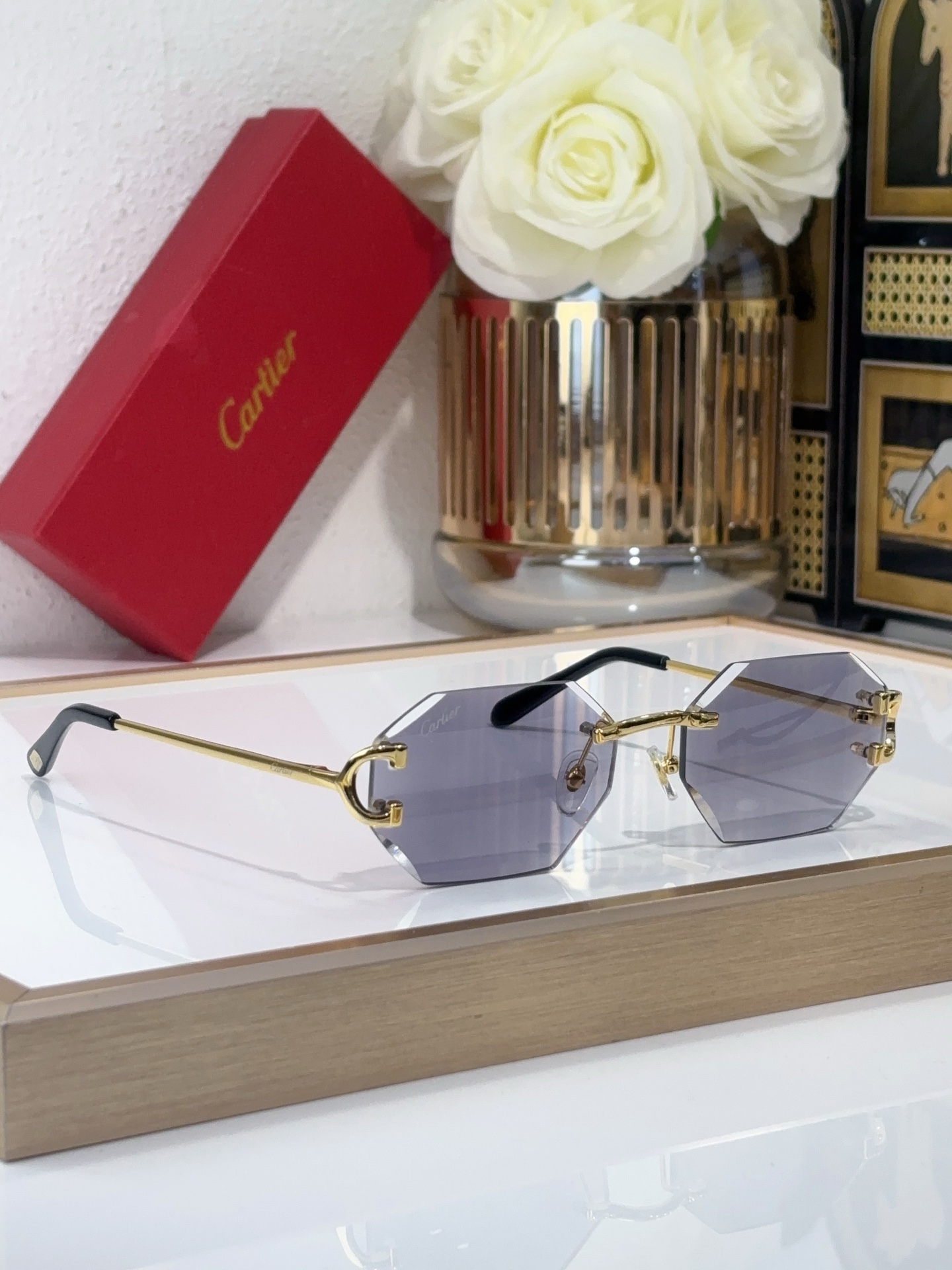 Cartier CT0684S Rimless Octagonal Sunglasses