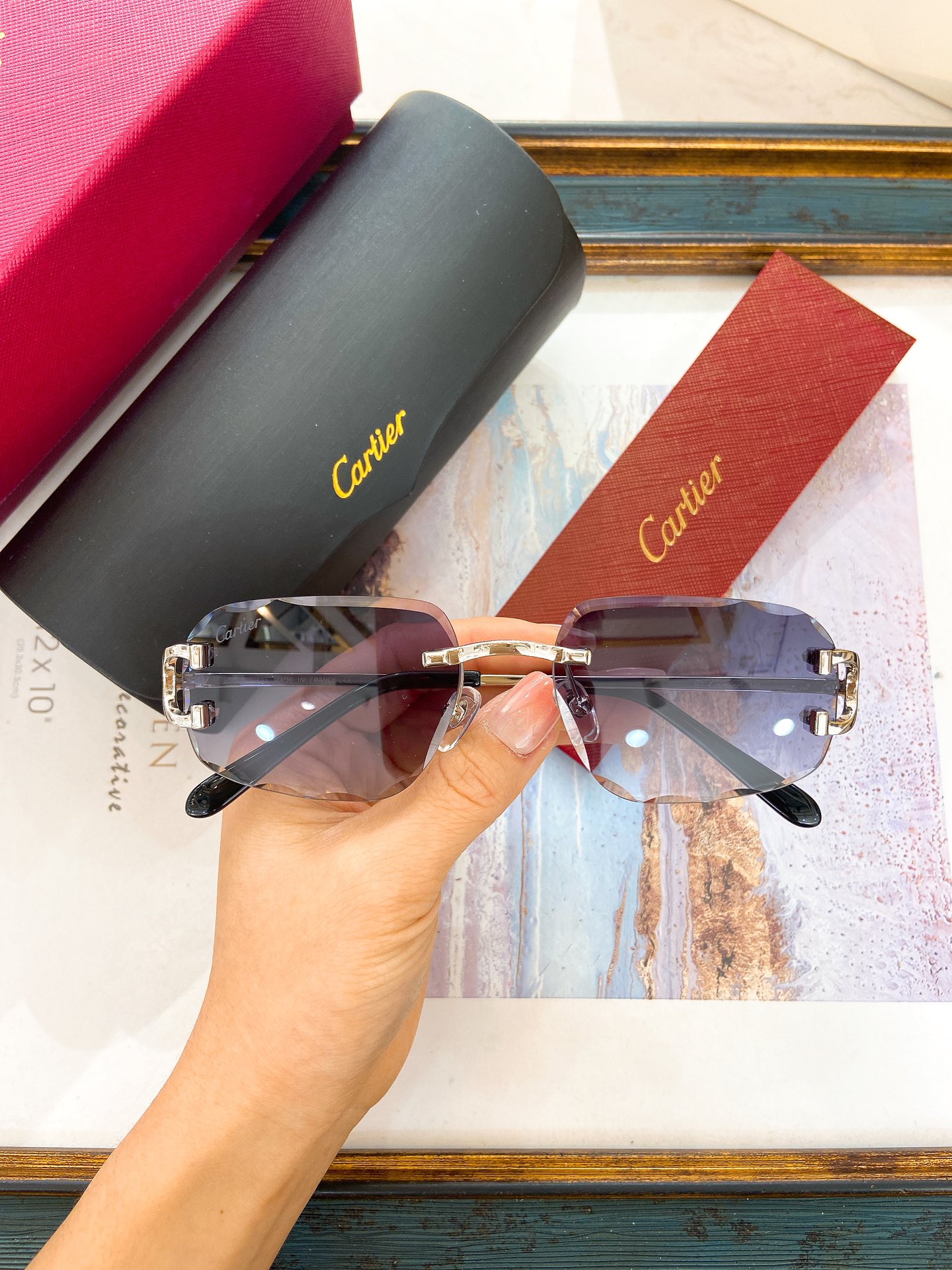 Cartier CT0668S Rimless Square Sunglasses