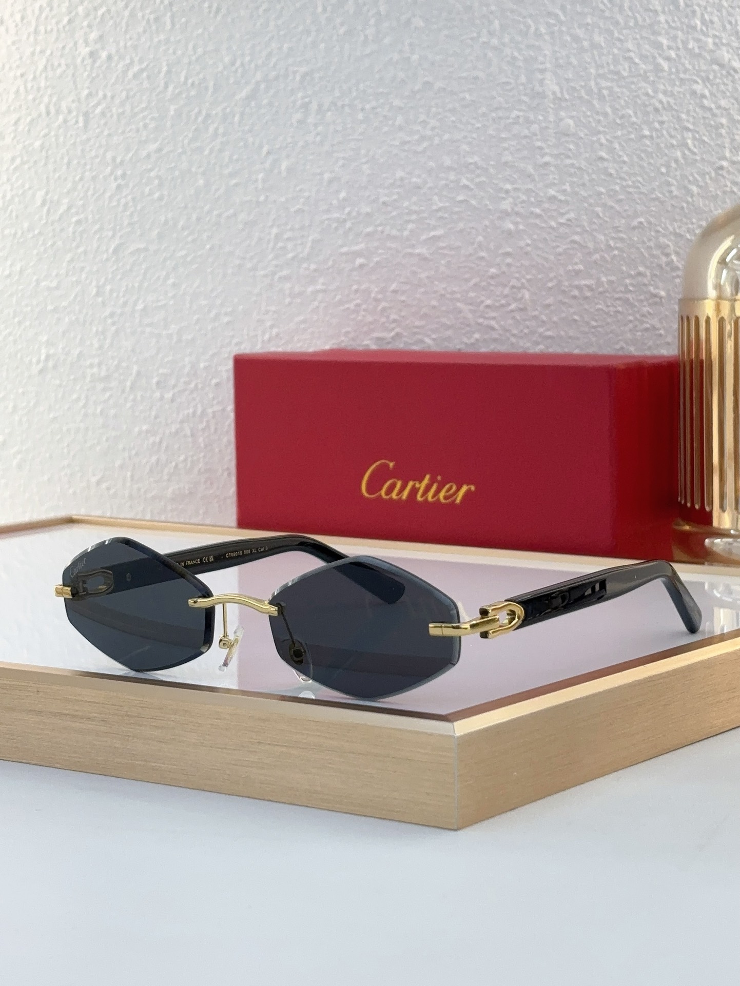 Cartier CT0666S Rimless Oval - Cat Eye Sunglasses