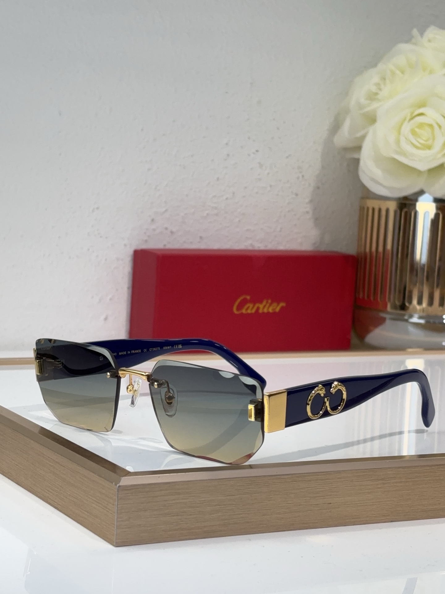 Cartier CT0636S Rimless Square Sunglasses