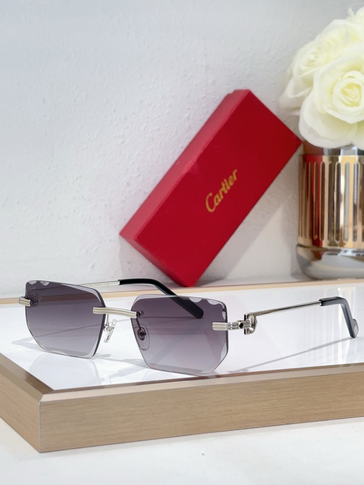 Cartier CT0627S Rimless Irregular - Square Sunglasses