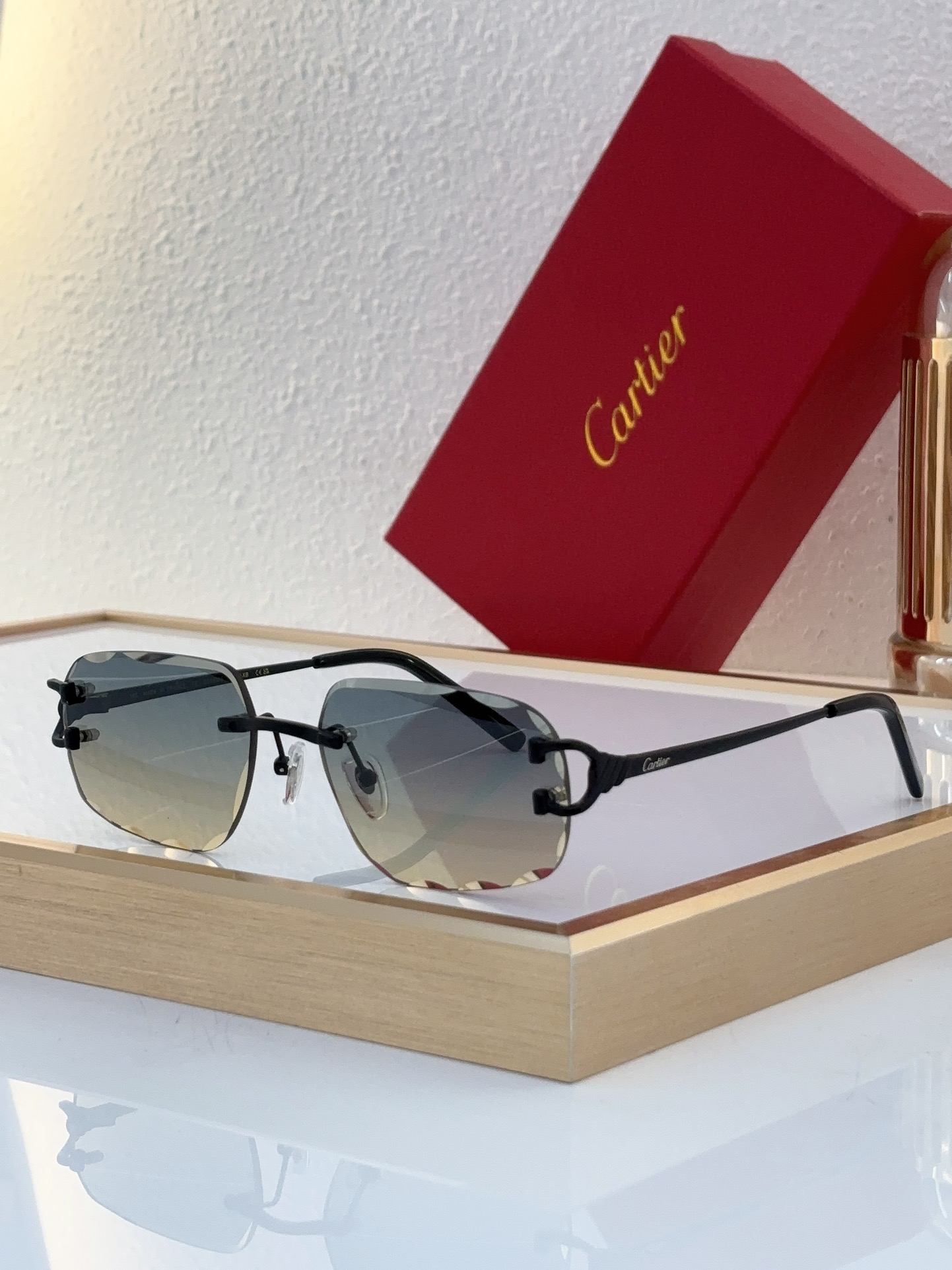 Cartier CT0619S Rimless Rectangular Sunglasses