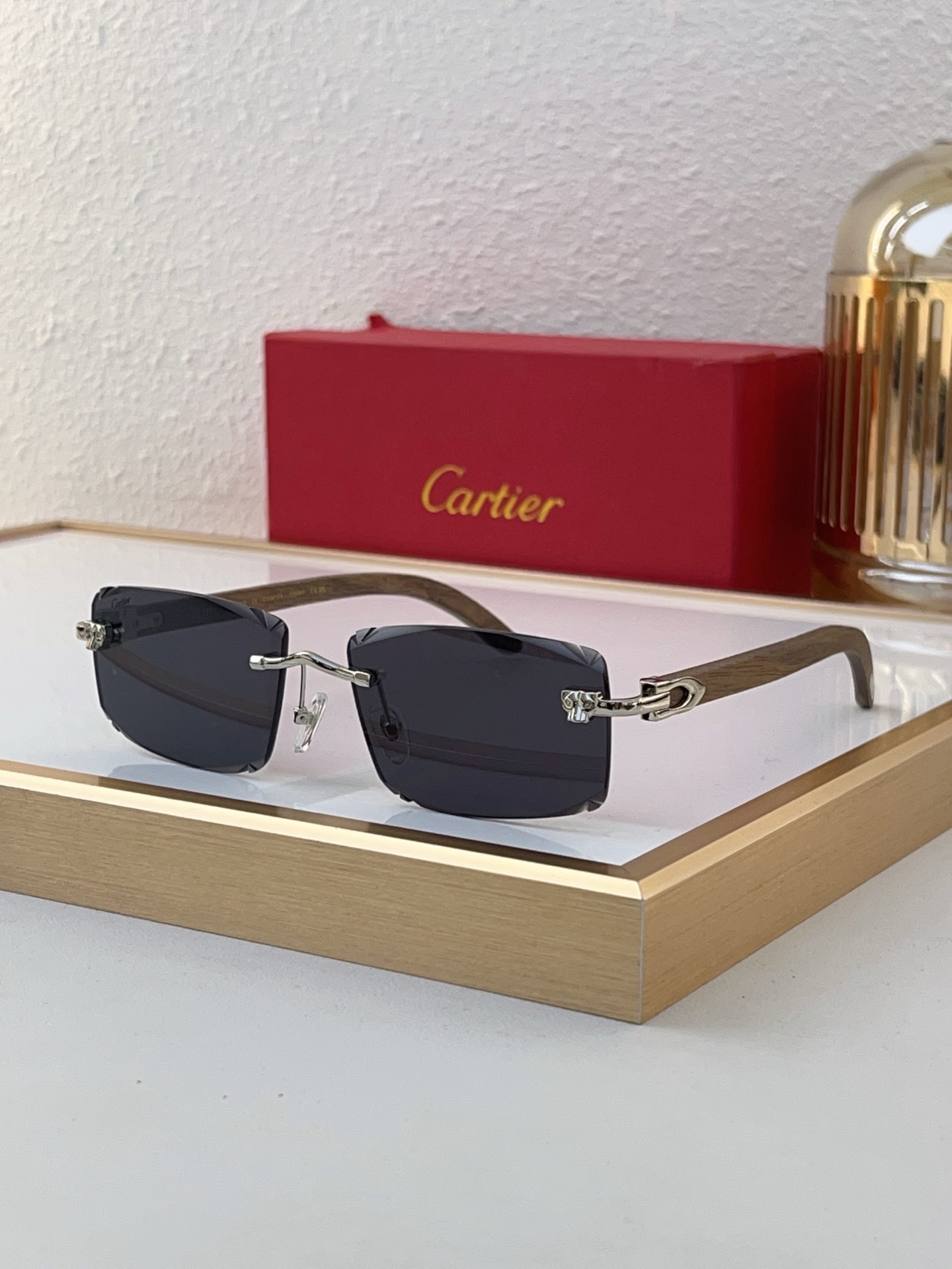 Cartier CT0610S Rimless Rectangular Sunglasses