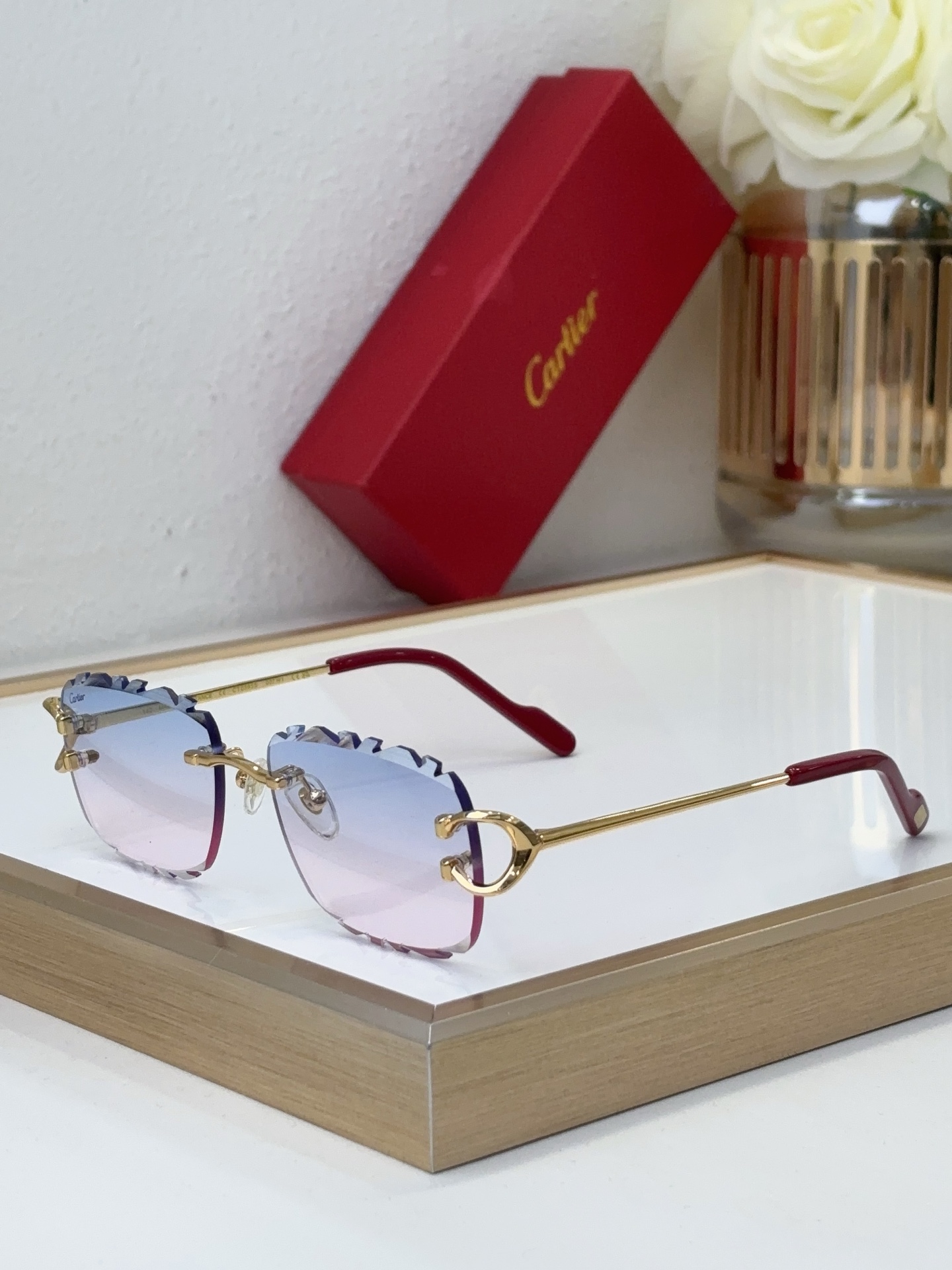 Cartier CT0602S Rimless Square - Shaped Sunglasses