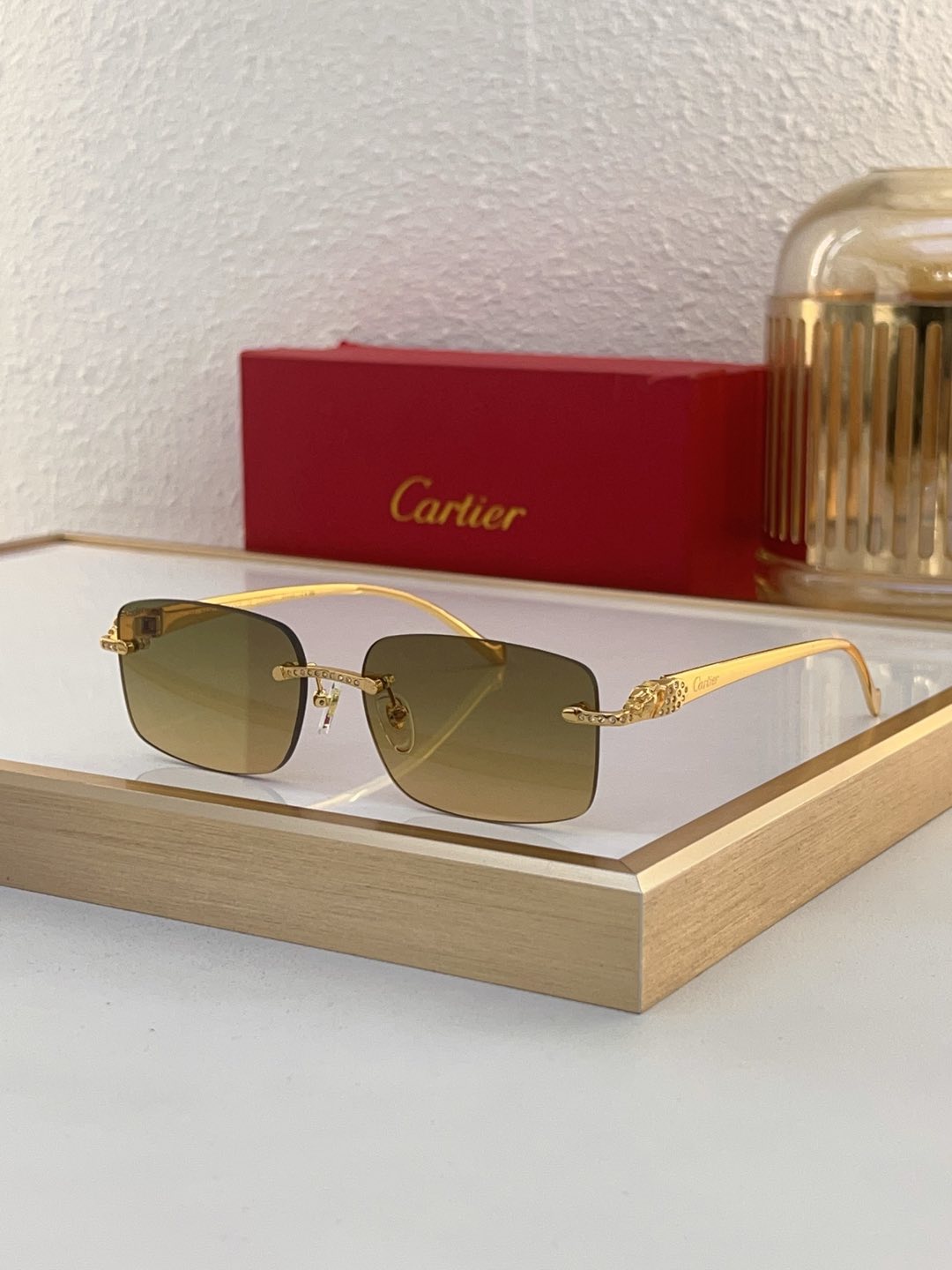 Cartier CT0592S Rimless Rectangular - Shaped Sunglasses