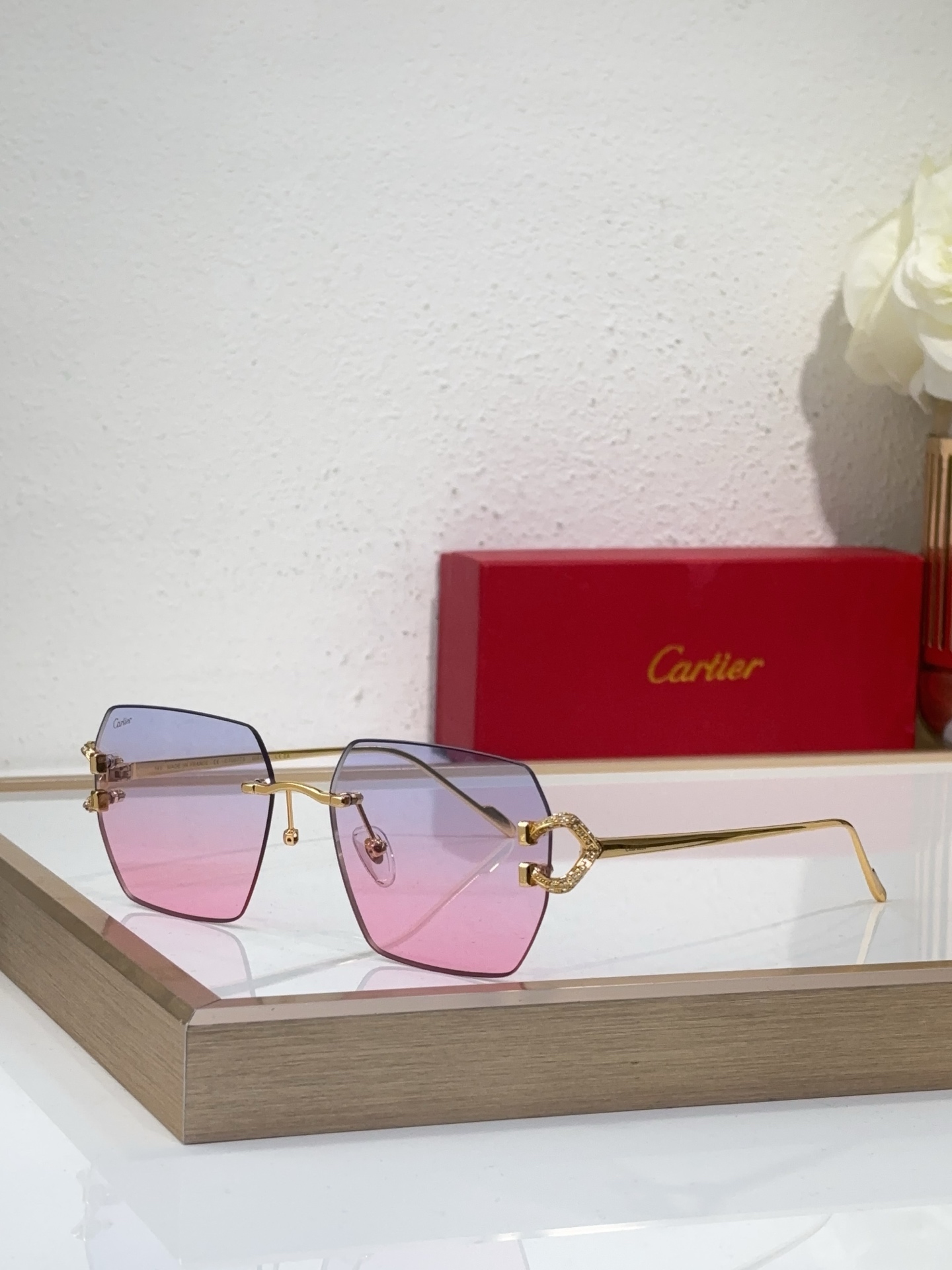 Cartier CT0590S Rimless Irregular - Shaped Sunglasses