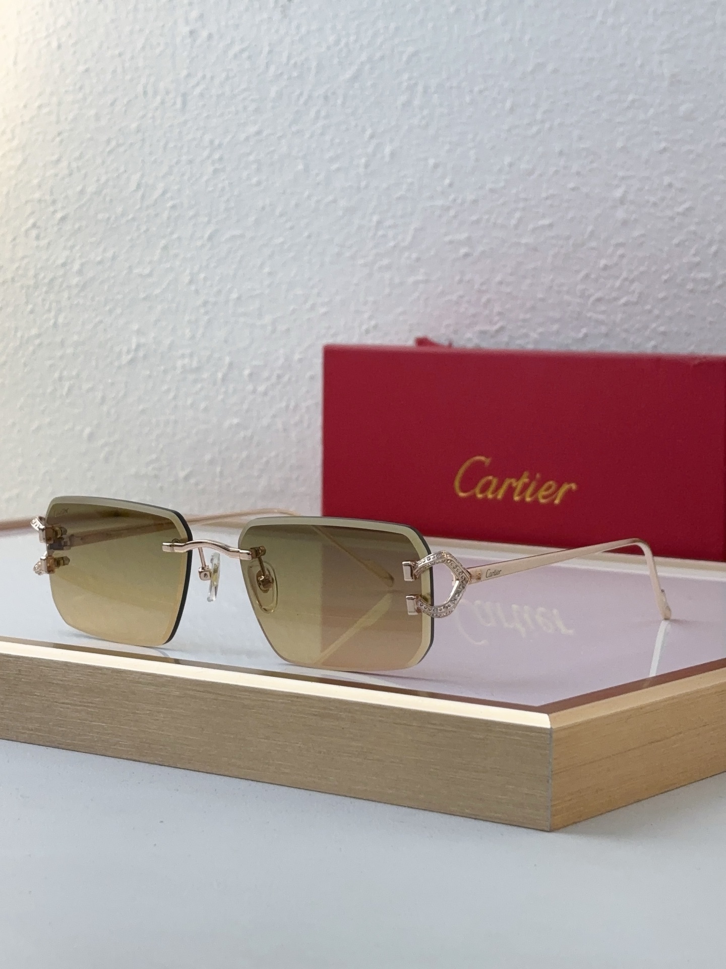 Cartier CT0588S Rimless Rectangular - Shaped Sunglasses