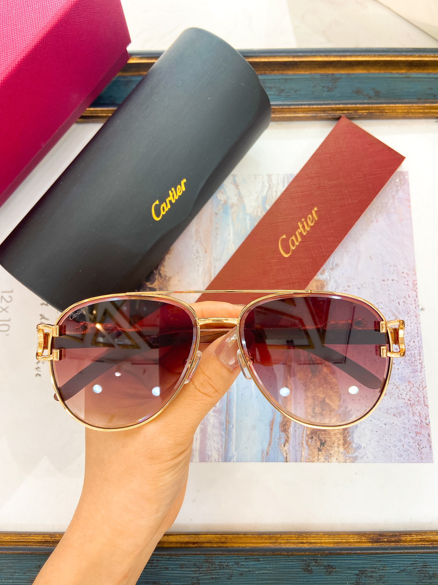 Cartier CT0069S Aviator - Style Sunglasses with Decorative Detailing