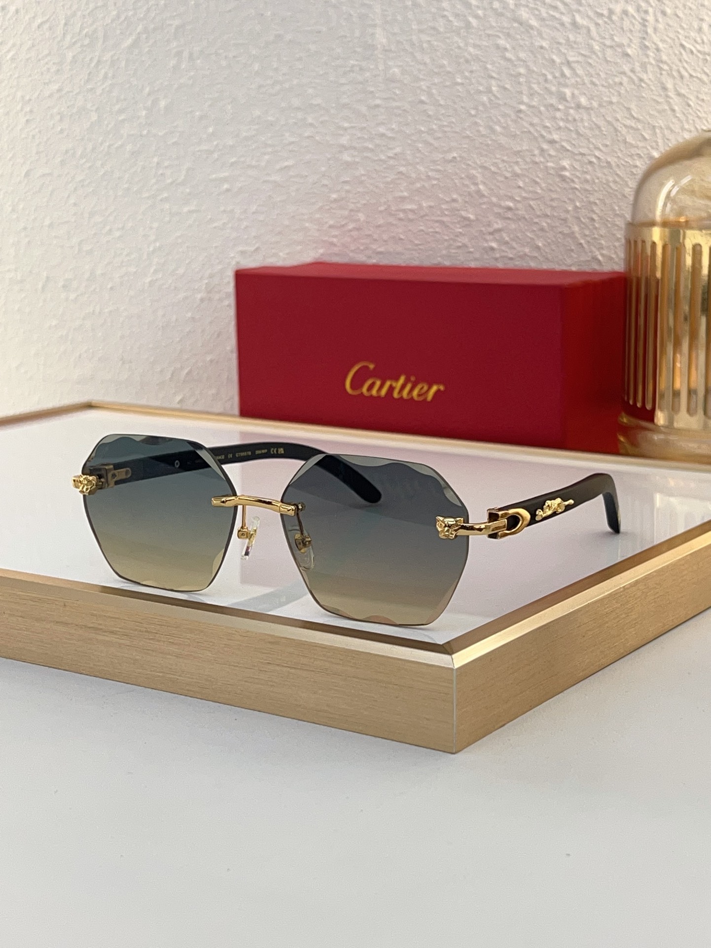 Cartier CT0065S Rimless Hexagonal Sunglasses