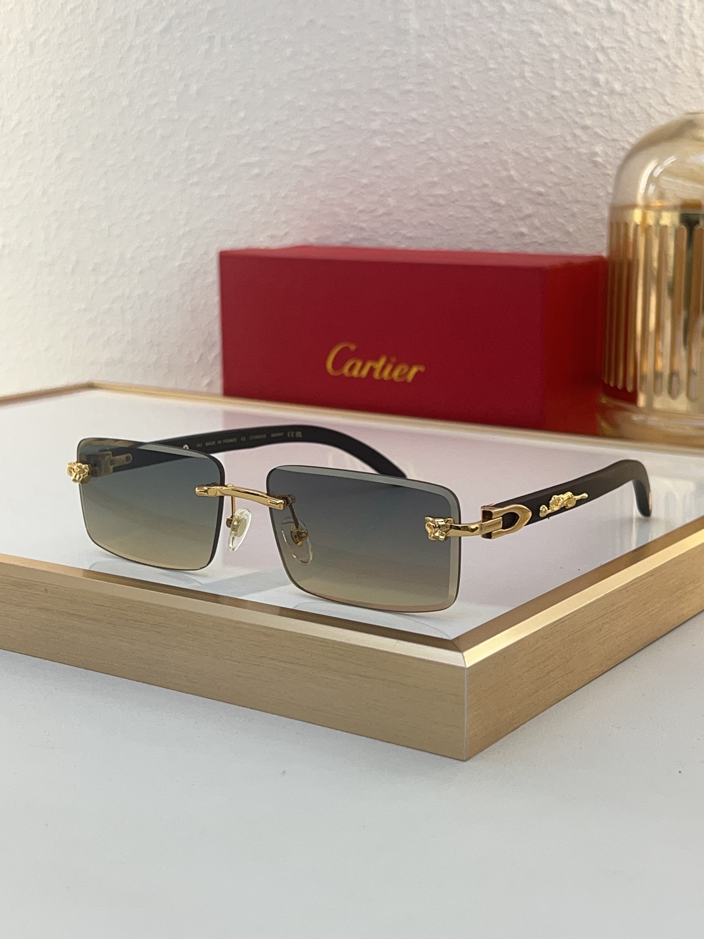 Cartier CT0063S Rimless Rectangular Sunglasses