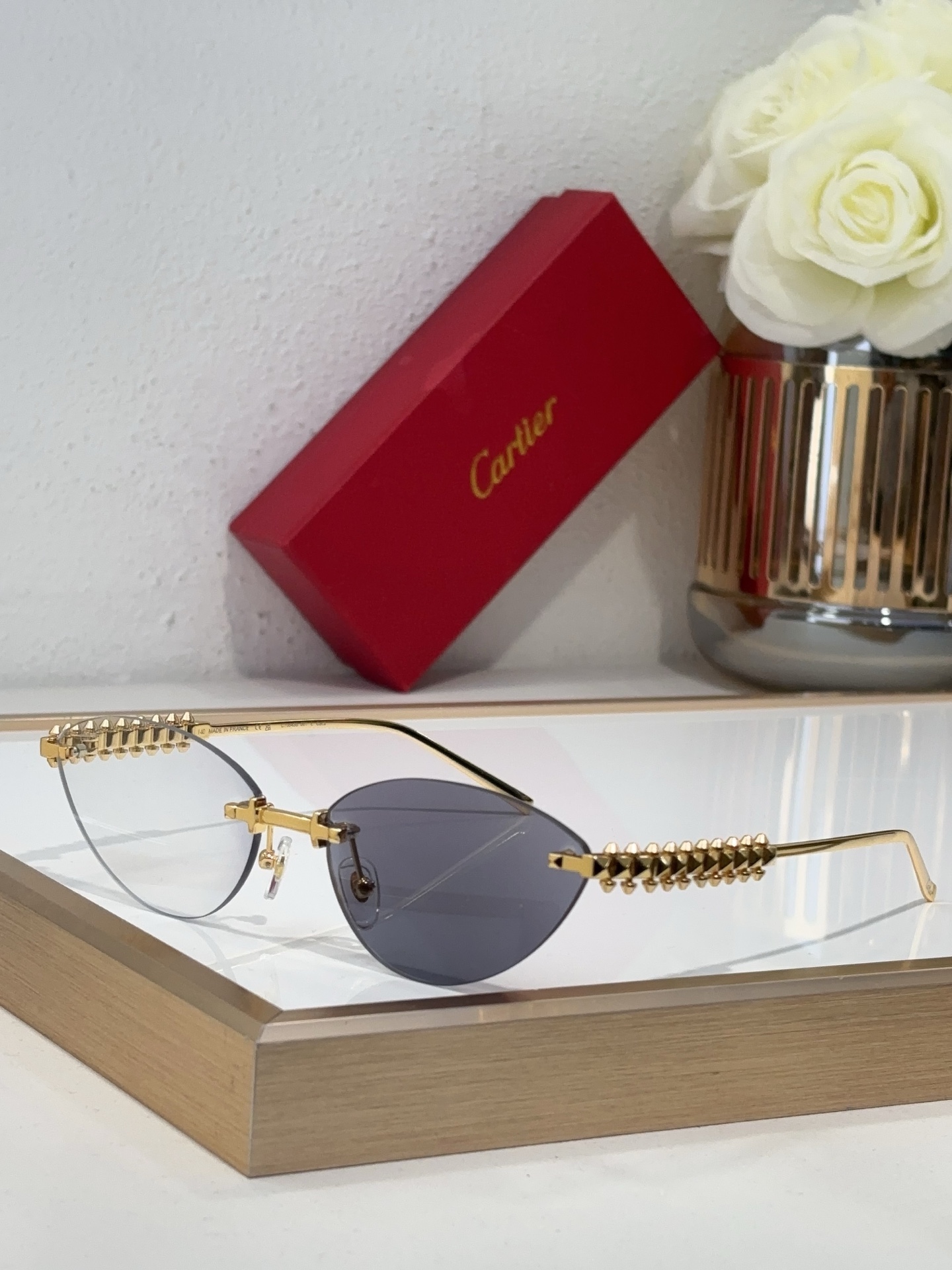 Cartier CT0041S Rimless Cat - Eye Optical Glasses