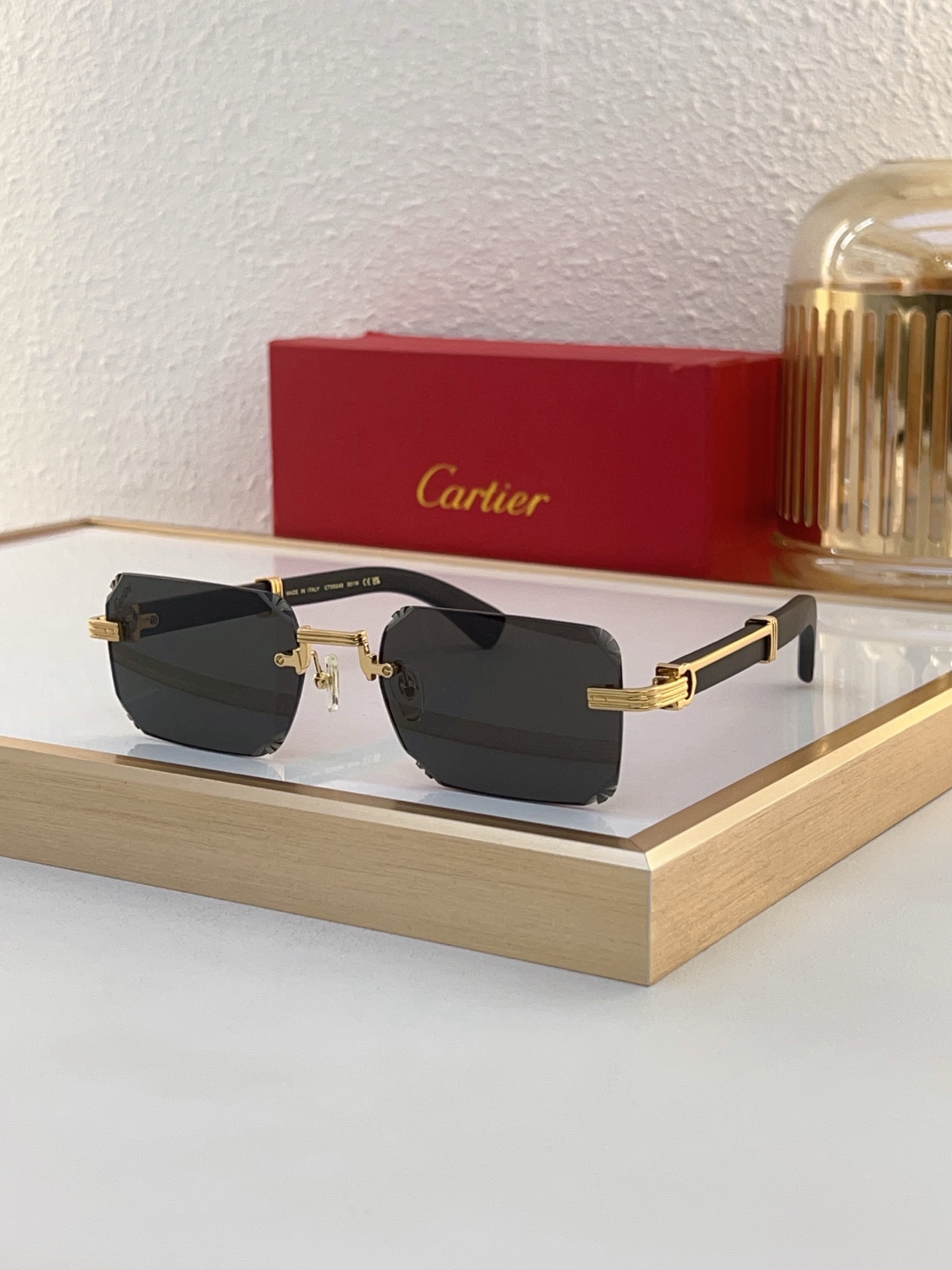 Cartier CT0034S Rimless Rectangular Sunglasses
