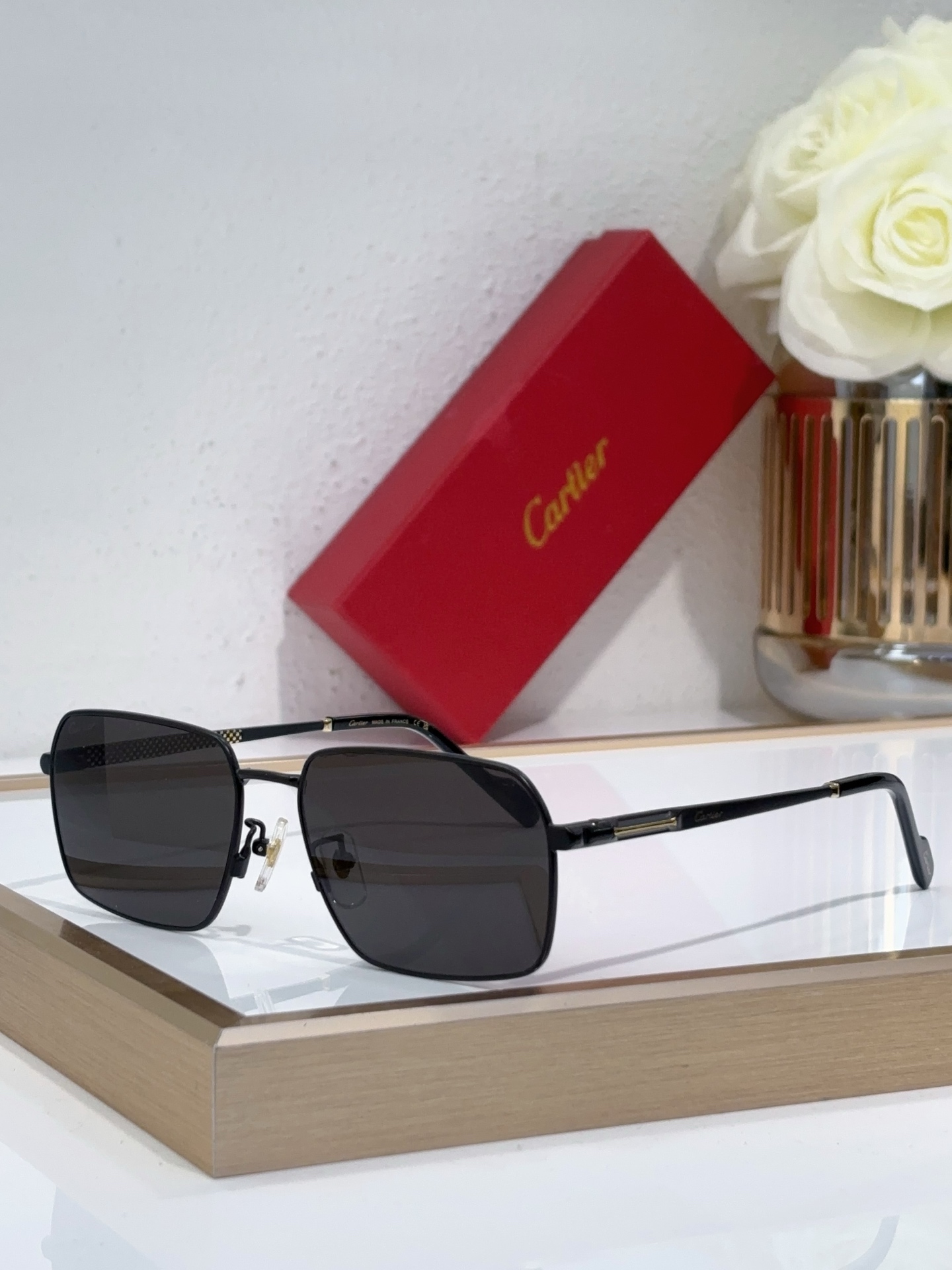 Cartier CT0029S Rectangular Metal - Framed Sunglasses