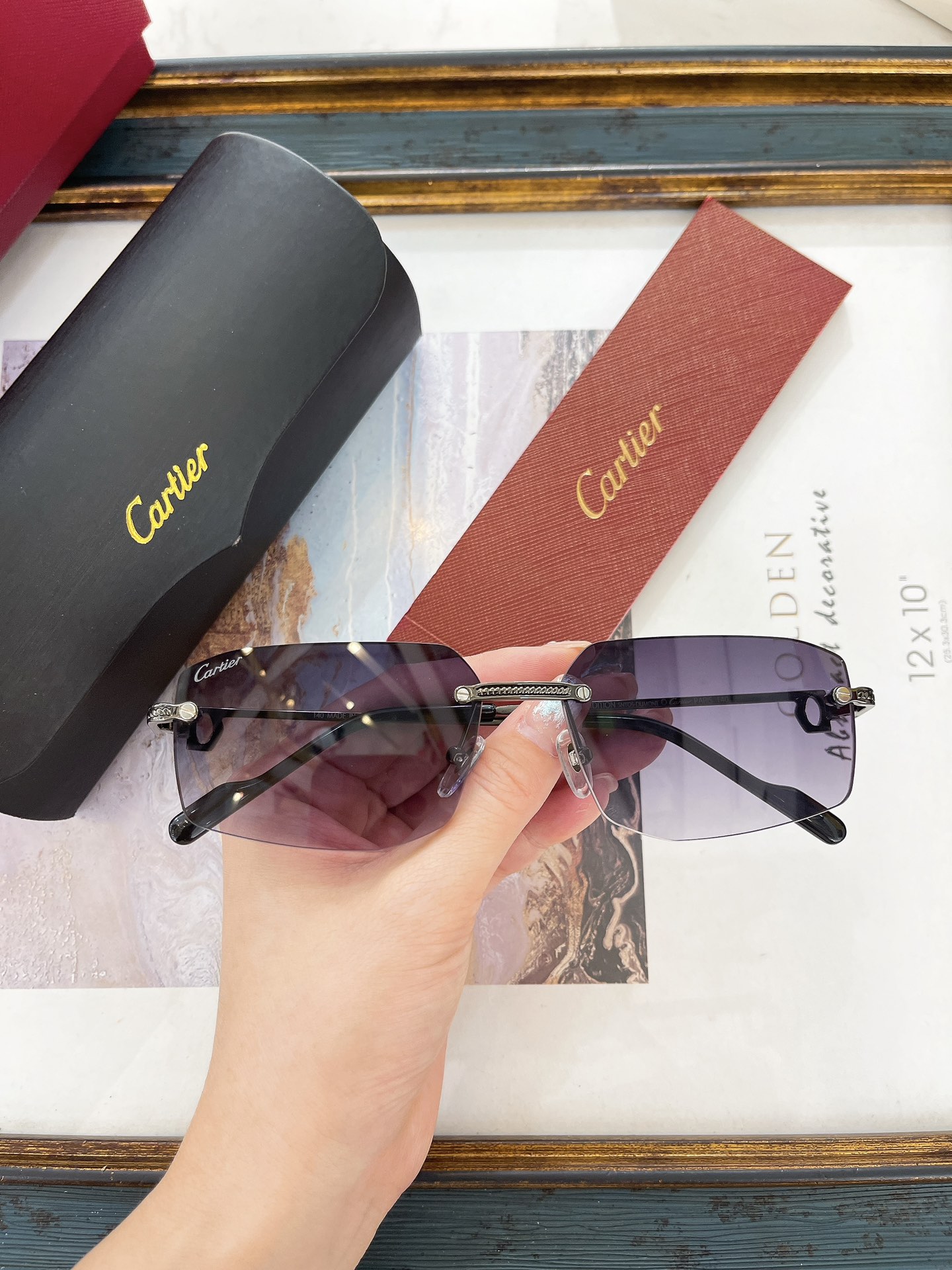 Cartier CT0025S Rimless Rectangular Sunglasses