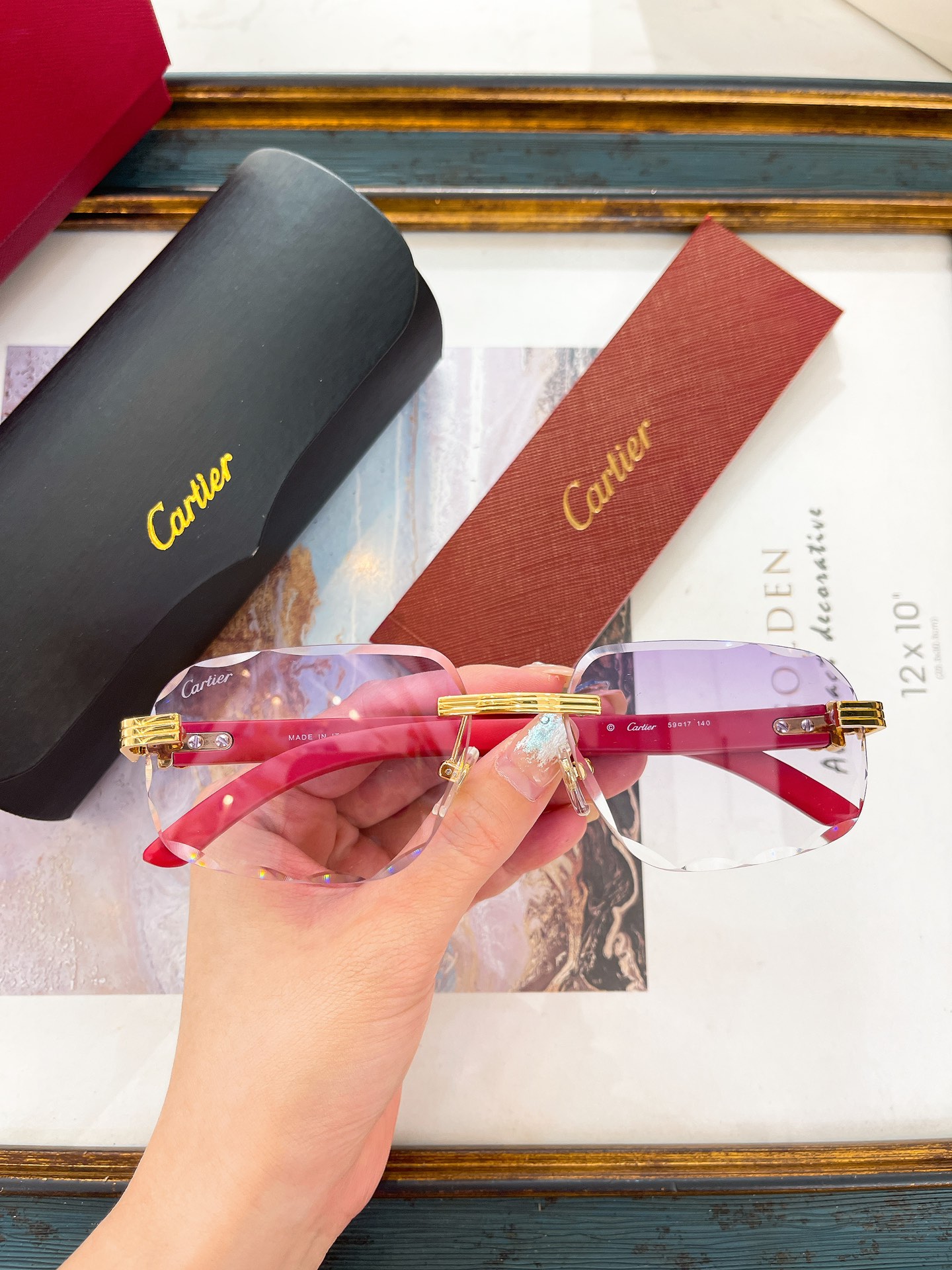 Cartier CT0024S Rimless Rectangular Sunglasses