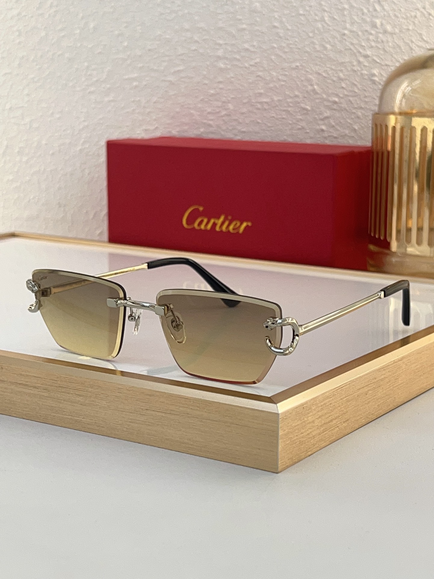 Cartier CT0629S Rimless Rectangular Sunglasses