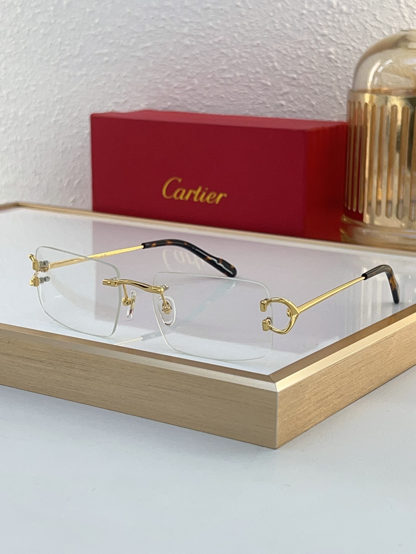 Cartier CT0617S Rimless Rectangular Sunglasses