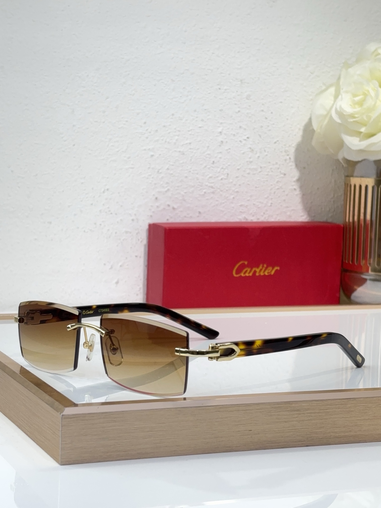 Cartier CT0151R Rimless Square Sunglasses