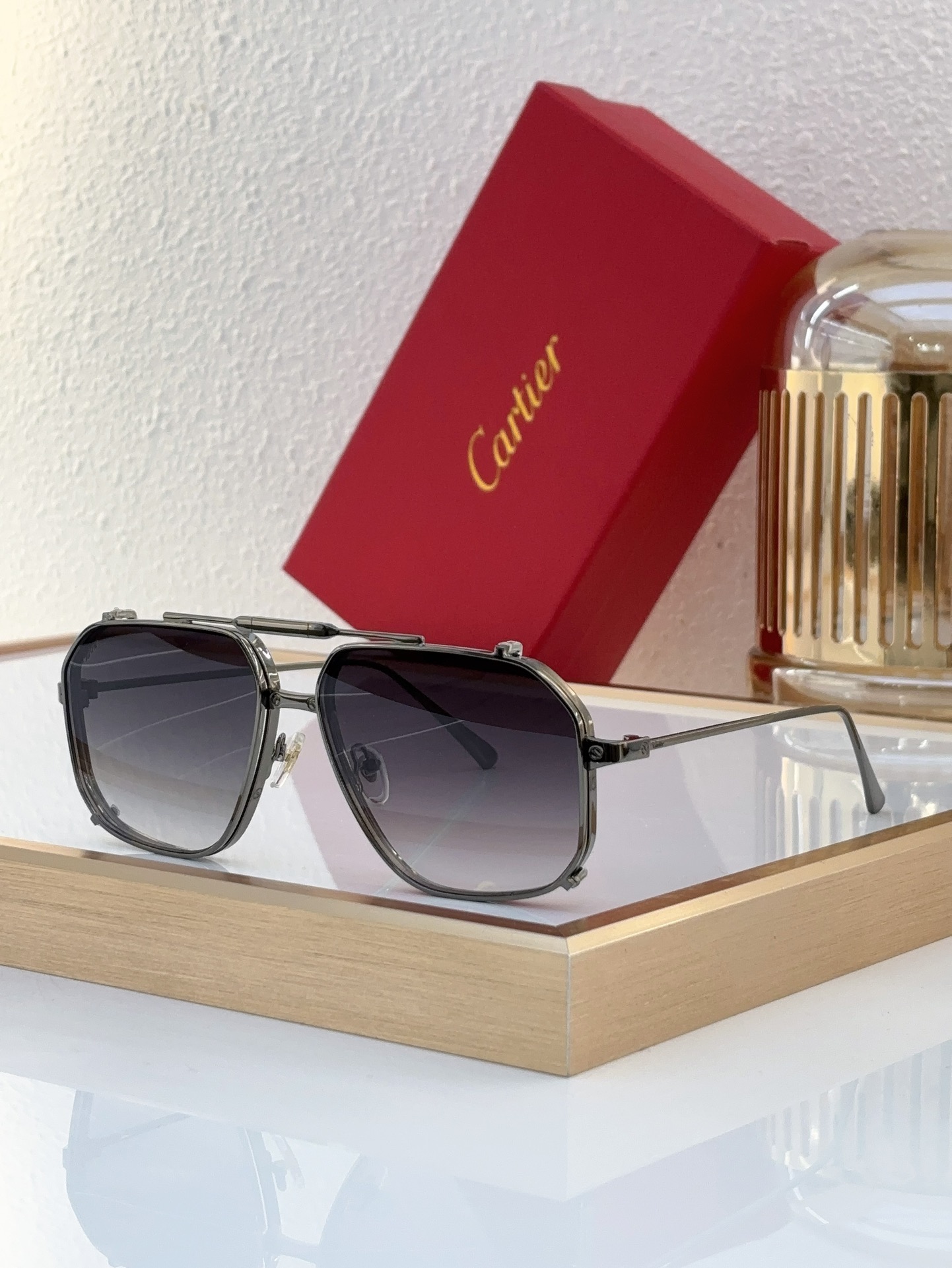 Cartier CT0353S Gold Metal Square Sunglasses