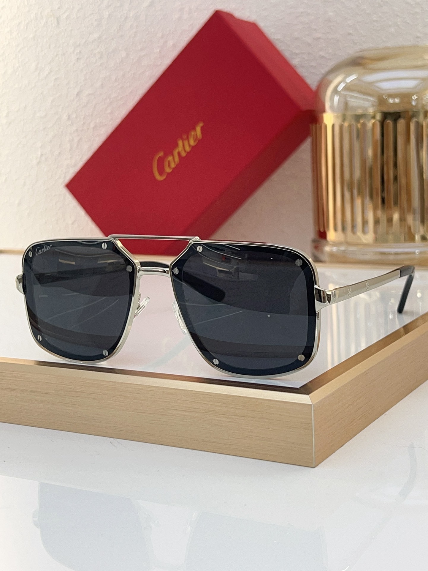 Cartier CT0194S Rimless Pilot Sunglasses