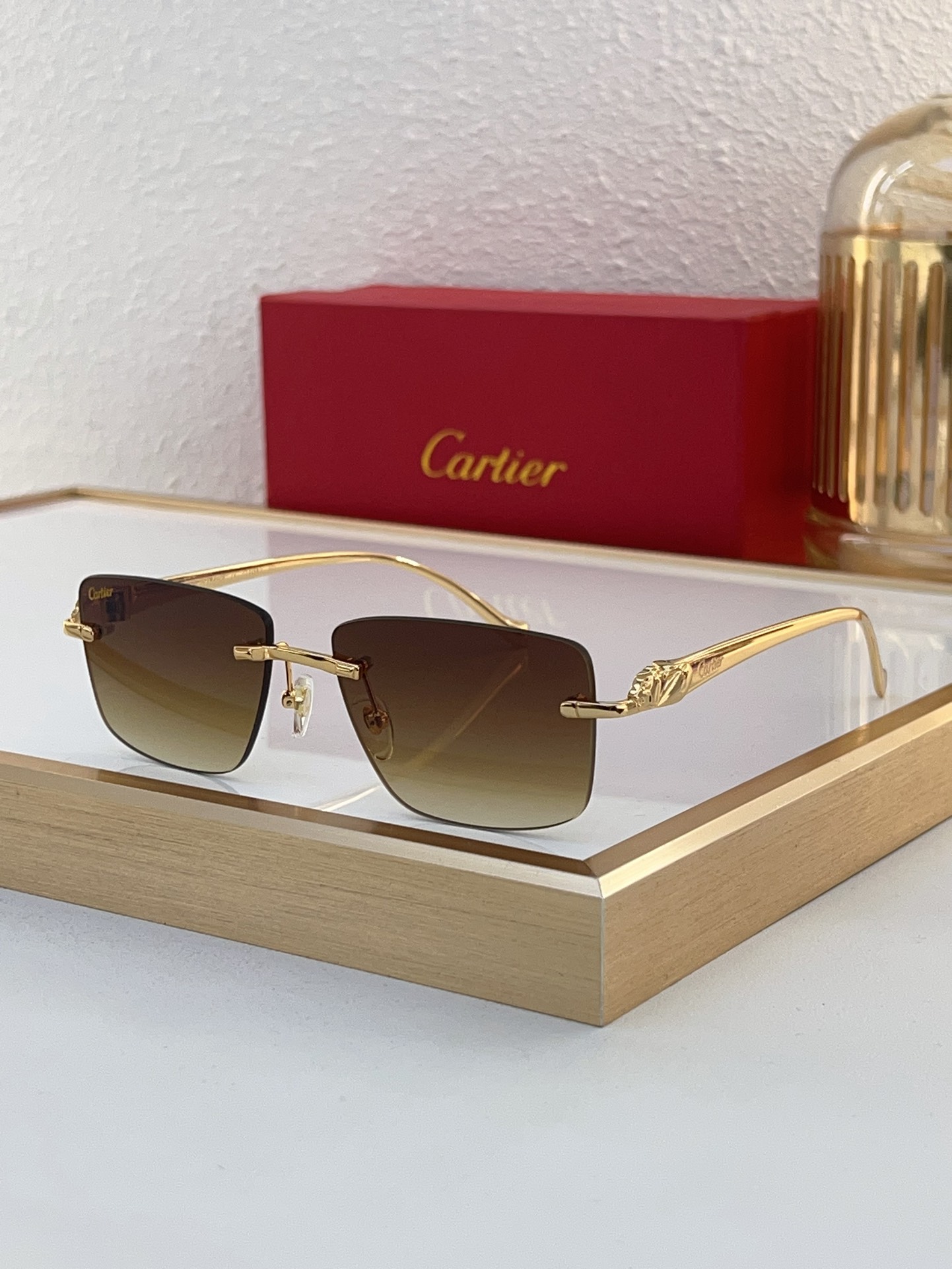 Cartier CT0058O Purple Gradient Rimless Sunglasses
