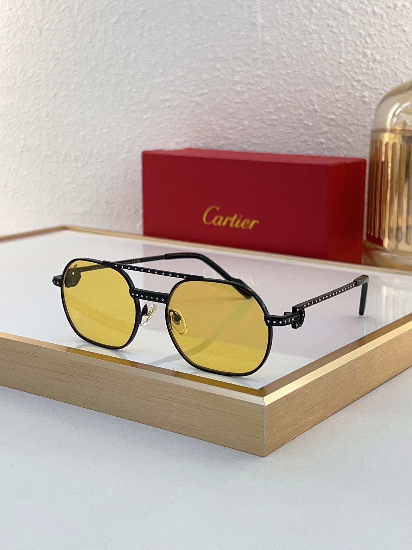 Cartier CT0330S Filigree‑Engraved Rimless Pilot Sunglasses