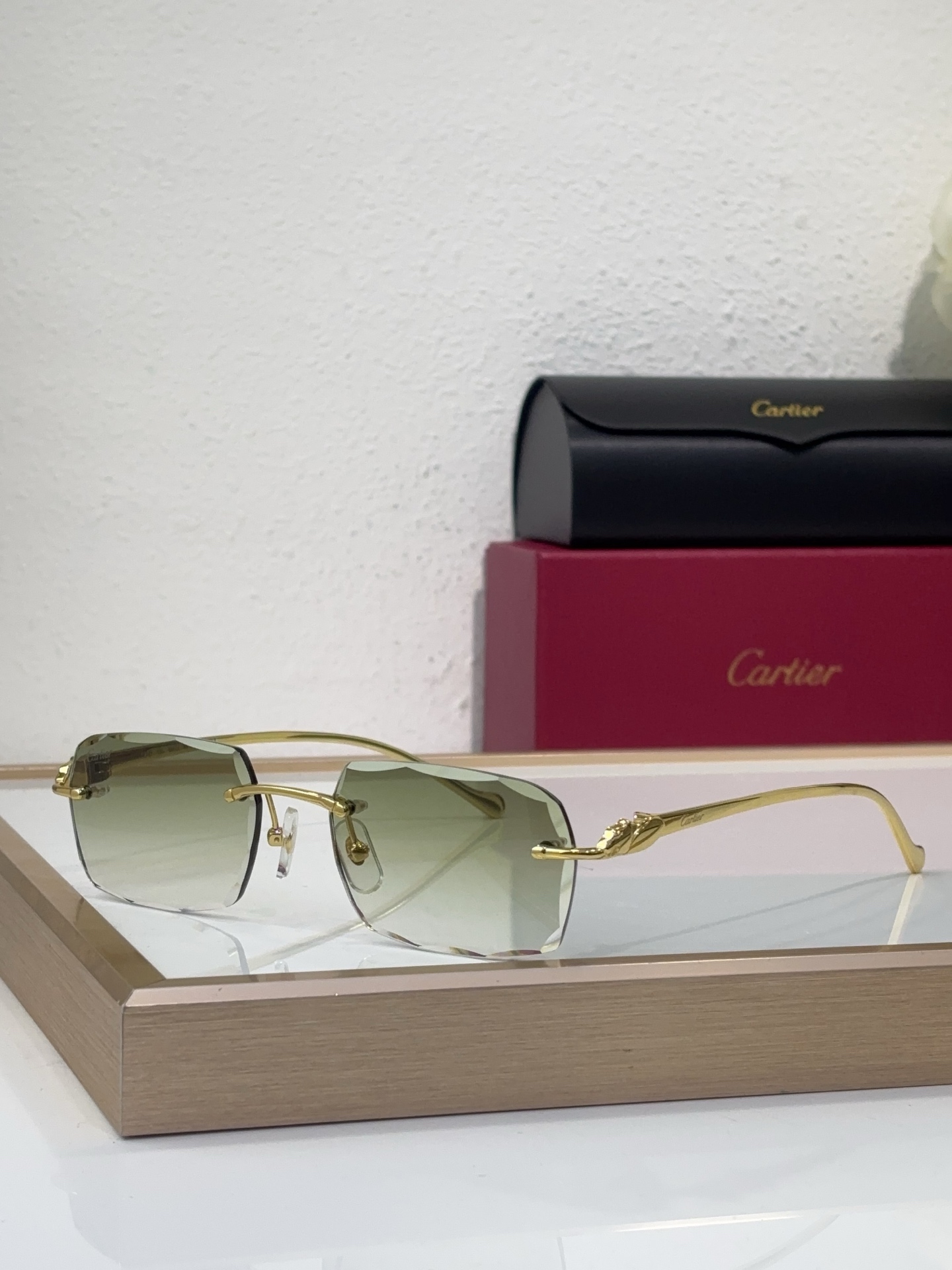 Cartier CT0927O Faceted Grey Gradient Rimless Sunglasses