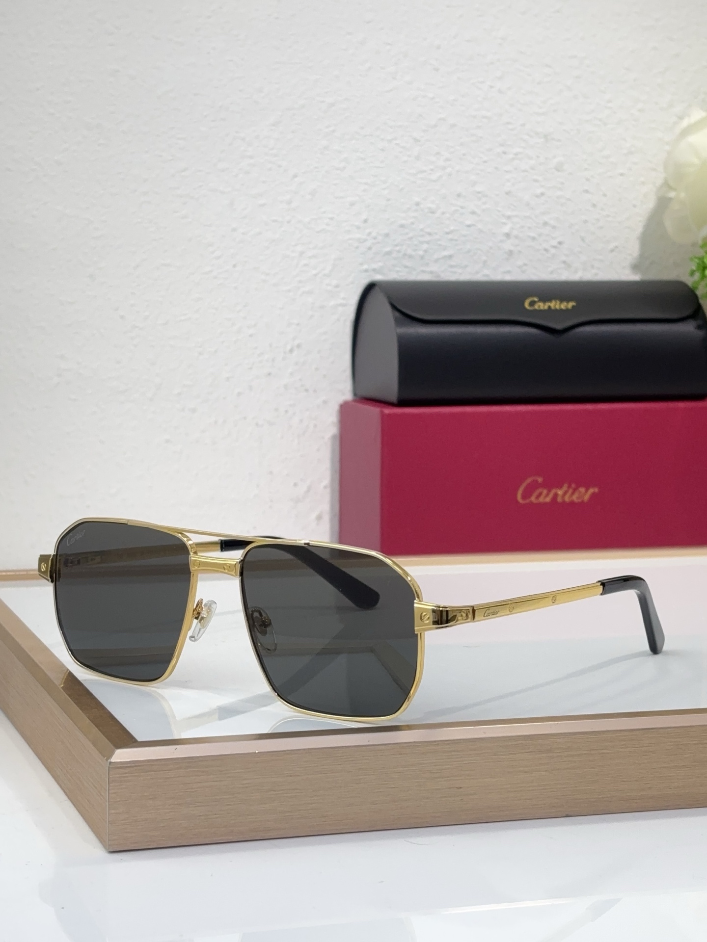 Cartier CT0424S Pilot Sunglasses with Godron-Engraved Temples