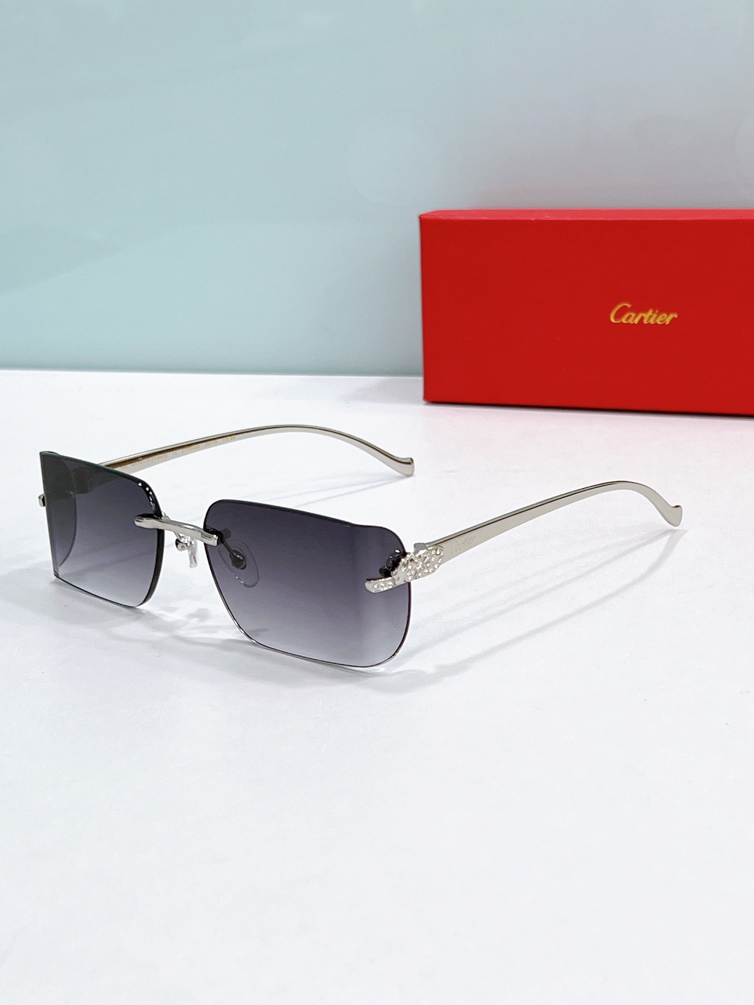 Cartier CT0545S Rimless Panther Gradient Sunglasses
