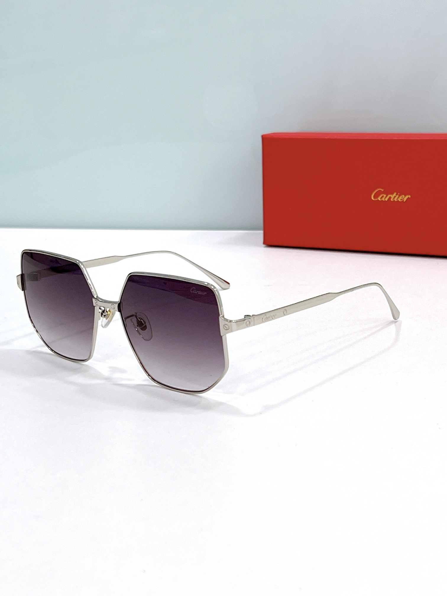 Cartier CT0327S Geometric Metal Sunglasses