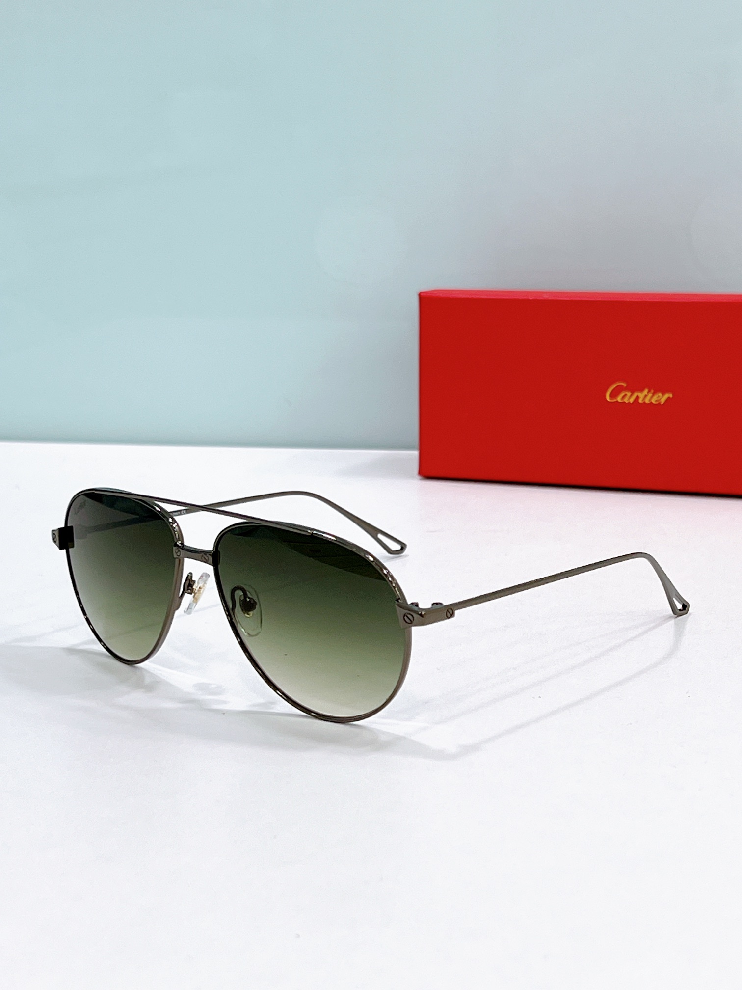 Cartier CT0298S Filigree‑Engraved Pilot Sunglasses