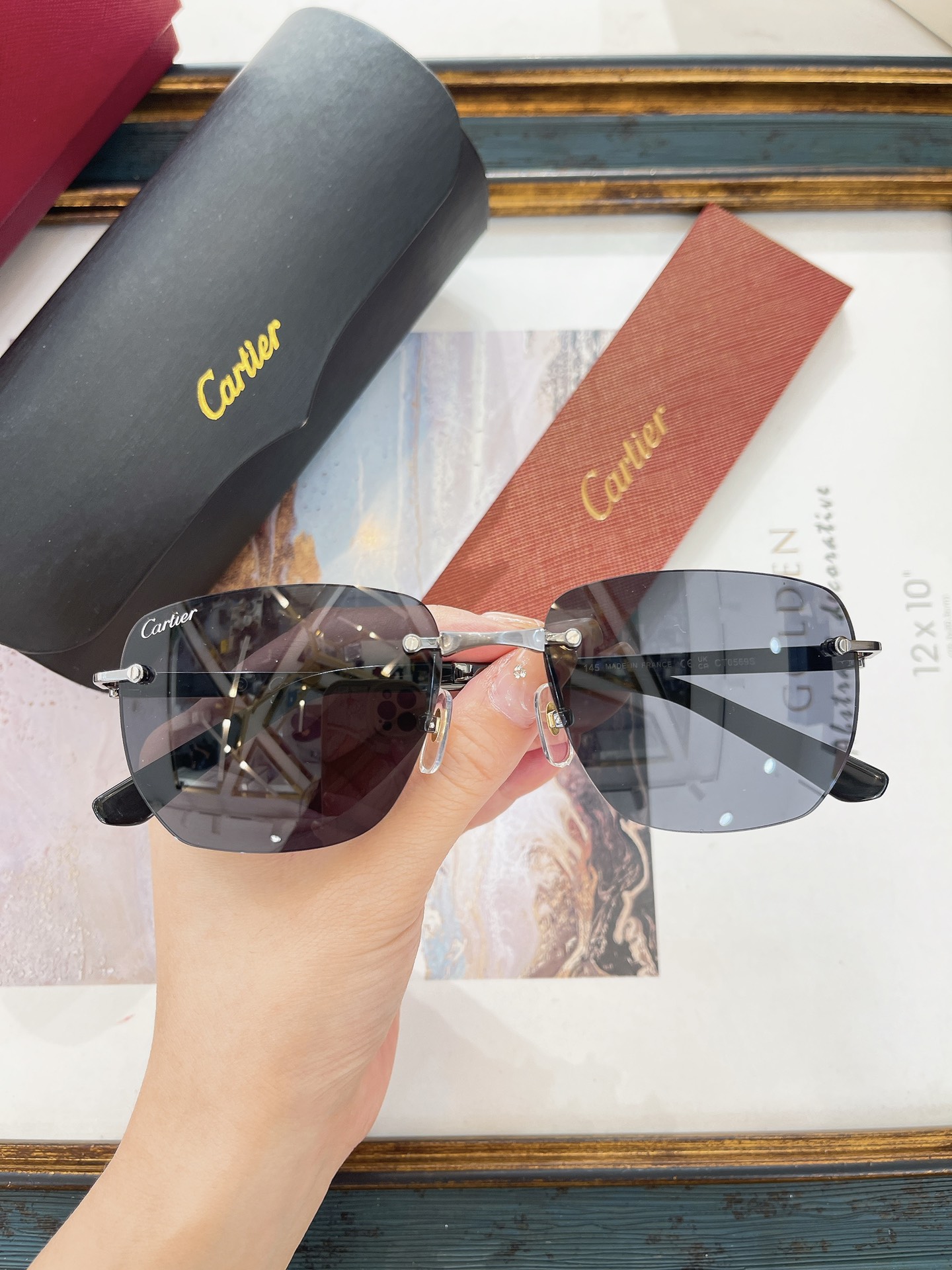 Cartier CT0569S Rimless Shield Sunglasses